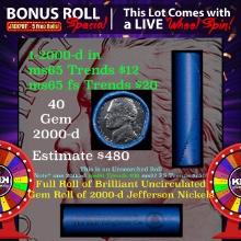 1-5 FREE BU Nickel rolls with win of this 2000-d SOLID BU Jefferson 5c roll incredibly FUN wheel