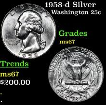 1958-d Washington Quarter Silver 25c Grades GEM++ Unc