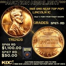 ***Auction Highlight*** 1965 SMS Lincoln Cent Near Top Pop! 1c Graded sp67+ rd By USCG (fc)