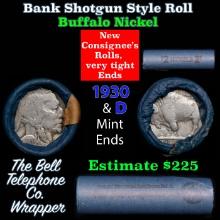 Buffalo Nickel Shotgun Roll in Old Bank Style 'Bell Telephone' Wrapper 1930 & d Mint Ends