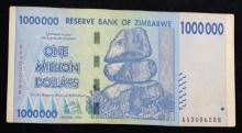 2007-2008 Zimbabwe 3rd Dollar (ZWR) 1 Million Dollars Banknote Grades vf++