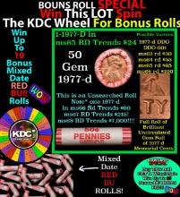1-10 FREE BU RED Penny rolls with win of this 1977-d SOLID RED BU Lincoln 1c roll incredibly FUN whe
