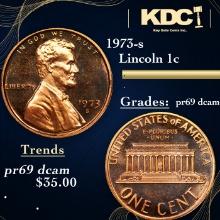 Proof 1973-s Lincoln Cent 1c Grades GEM++ Proof Deep Cameo