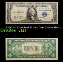 1935G $1 Blue Seal Silver Certificate Grades vf+ Motto