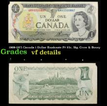 1969-1975 Canada 1 Dollar Banknote P# 85c, Sig. Crow & Bouey Grades vf details