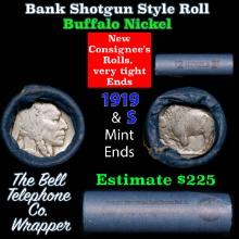 Buffalo Nickel Shotgun Roll in Old Bank Style 'Bell Telephone' Wrapper 1919 & s Mint Ends