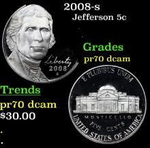 Proof 2008-s Jefferson Nickel 5c Grades GEM++ Proof Deep Cameo
