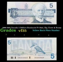 1986-1991 Canada 5 Dollars Banknote P# 95a1, Sig. Crow & Bouey Grades vf++
