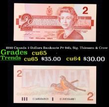 1986 Canada 2 Dollars Banknote P# 94b, Sig. Thiessen & Crow Grades Gem CU