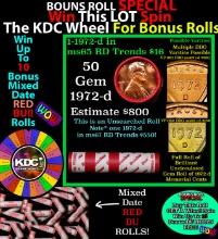 CRAZY Penny Wheel Buy THIS 1972-d solid Red BU Lincoln 1c roll & get 1-10 BU Red rolls FREE WOW