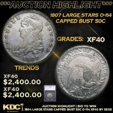 ***Auction Highlight*** 1804 Large Stars Capped Bust Half Dollar O-114 50c Graded xf40 By SEGS (fc)