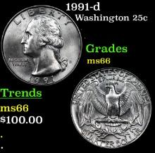1991-d Washington Quarter 25c Grades GEM+ Unc