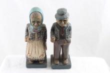 Folk Art Hand Carved Man & Woman 7 1/4" Tall