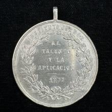 1877 Mexico .900 silver Juarez Institution commemorative medal in a sterling silver pendant
