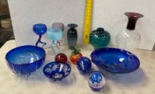 Asst Colored Glass, Bowls, etc