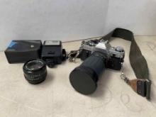 Canon AE1 Film Camera, Flash, Lens