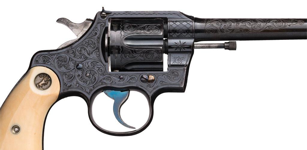 Factory Engraved Colt Officer's Model Double Action Revolver