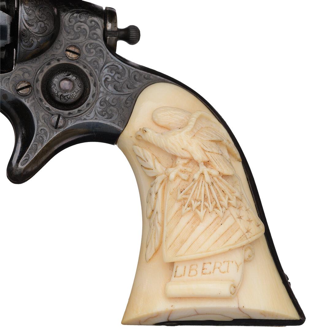 Factory Engraved Cased Colt 1855 Revolver with Carved Grip