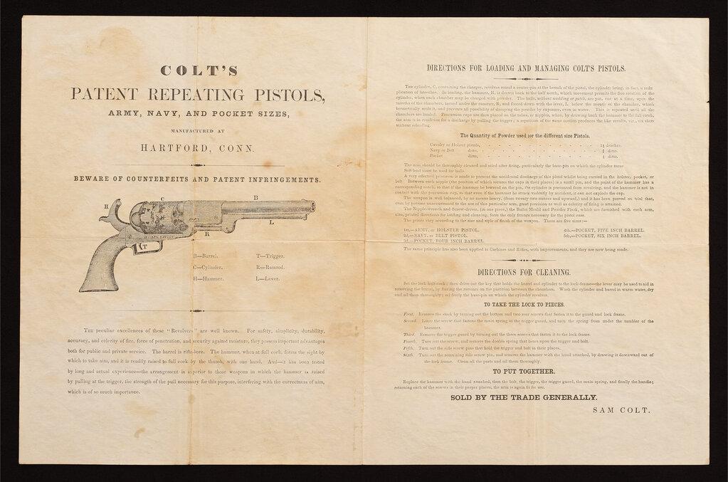 Colt Percussion Revolver Broadside Advertisement