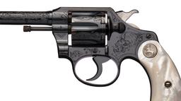 Engraved Colt Police Positive Revolver with Pearl Grips
