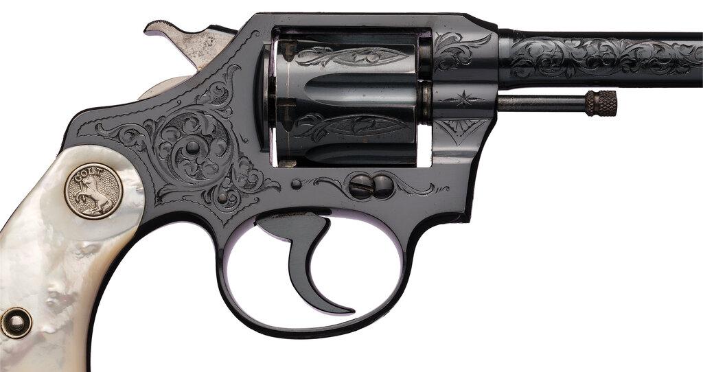 Engraved Colt Police Positive Revolver with Pearl Grips