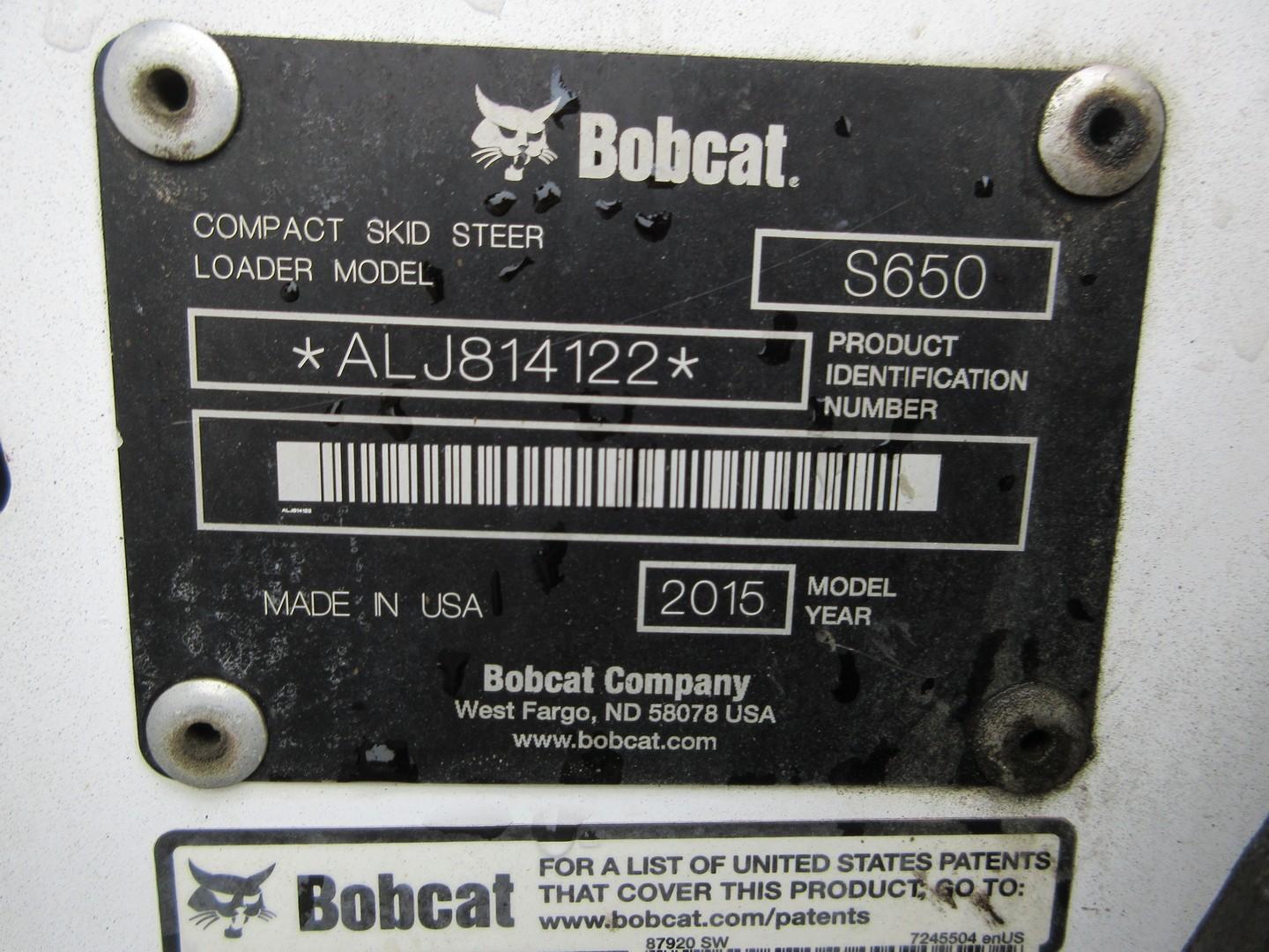 2015 Bobcat S650 Skid Steer