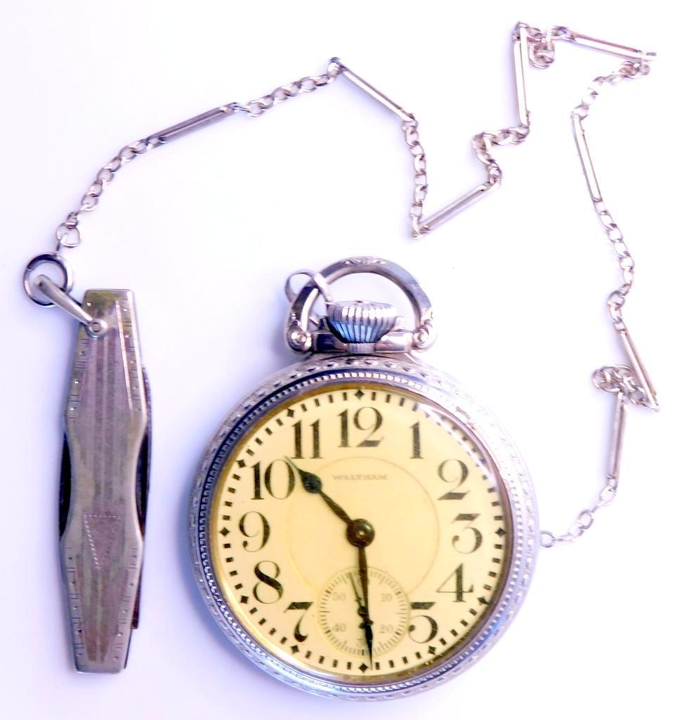 American Waltham Watch Co. Pocket Watch w/ 14K Gold Chain, Model 1883