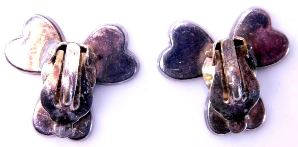 Deanta Sasana Silver and Marble Clover Clasp Earrings