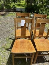 (4) Straight Back Oak Chairs
