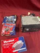 Car items. Brake pads, Pioneer radio, lights. 4 items