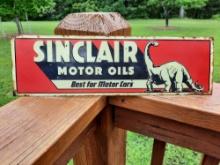 Old Tin Metal Embossed Sinclair Motor Oils Best For Ford Cars Sign