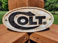 Cast Iron Oval Colt Firearms Sign Plaque