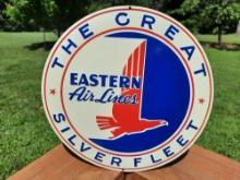 Never Used Old Tin Metal Embossed Eastern Airlines Sign The Great Silver Fleet