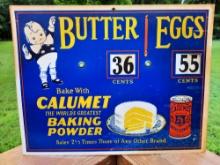Cardboard Advertising Calumet Baking Powder Butter Eggs Dial Sign