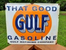 Porcelain That Good Gulf Gasoline Sign Gulf Refining Company Gas Station Pump Plate