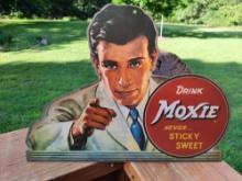 Drink Moxie Never Sticky Sweet Cardboard Store Advertising Sign