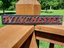Cast Iron Winchester Guns Ammo Cabinet Sign Plaque Hunting Sign