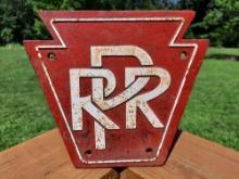 Cast Iron Pennsylvania Railroad Keystone Sign Railway Depot Sign