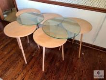 Five Decorative Tables with Three Round Glass Tops