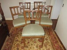 Set of 5 Drexel Furniture Triune Collection Mahogany Curved Mid Century Dining Chairs w/