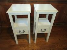 Classic Design Pair of End Tables w/Shelf & Drawer- Approx 30"H x 13" Square