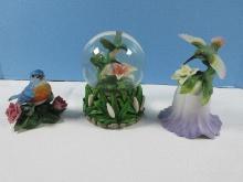 Lot Lenox Fine Porcelain Eastern Bluebird Figurine, Bisque Hummingbird Bell Flower & Musical