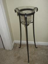 Longaberger Metal Works Wrought Iron and Glass Tall Hurricane 28" H Stand