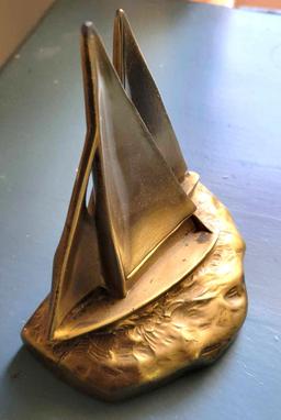 Vintage Brass Sail Boat $1 STS