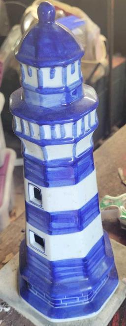 Blue and White Lighthouse Sculpture $1 STS