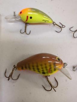 Clear chocolate box of fishing lures of similar style. Comes as is shown in photos. Appears to be