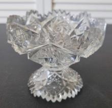 Vintage Cut Glass Candy Bowl Dish $1 STS