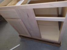 Hampton Bay Assembled Blind Corner Base Kitchen Cabinet in Unfinished with Recessed Panel, Model