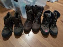 (BR1) LOT OF BOOTS TO INCLUDE: GANDER SIZE 10 TOTAL HUNTING BOOTS, WOLVERINE SIZE 11M CAMO BOOTS, &