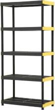 HDX 5-Tier Plastic Garage Storage Shelving Unit in Black, Approximate Dimensions - 36 in. W x 74 in.
